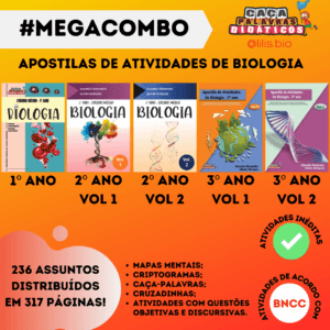 PACOTE DE 5 APOSTILAS DE BIOLOGIA - ENSINO MÉDIO - CAÇA-PALAVRAS, CRUZADINHAS, MAPAS MENTAIS, CRIPTOGRAMAS E ATIVIDADES DIVERSAS (PDF)