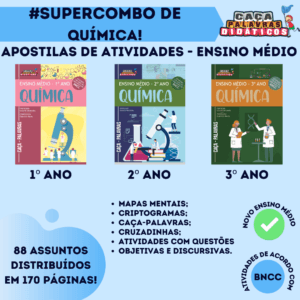 PACOTE DE APOSTILAS DE ATIVIDADES DE QUÍMICA - ENSINO MÉDIO (3 APOSTILAS)