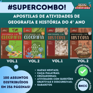 PACOTES DE APOSTILAS DE ATIVIDADES DE GEOGRAFIA E HISTÓRIA - 4º ANO (4 APOSTILAS - 2GEO + 2HIST)
