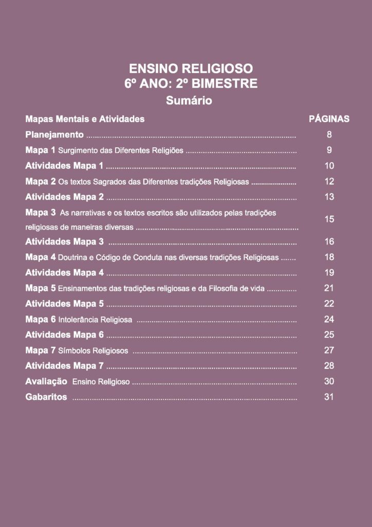COMBO DE ATIVIDADES DE ENSINO RELIGIOSO – 6º AO 9º ANO DO ENSINO ...