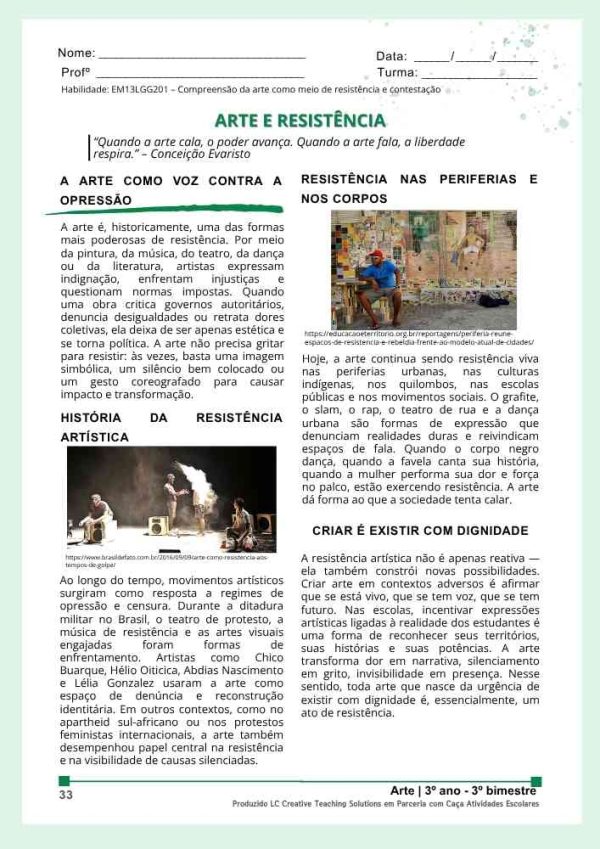 ESTUDOS DIRIGIDOS DE ARTE – 3º ANO (3º BIMESTRE) – ENSINO MÉDIO – Caça ...