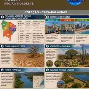 CAÇA-PALAVRAS DE GEOGRAFIA - REGIÃO NORDESTE - VOLUME 21
